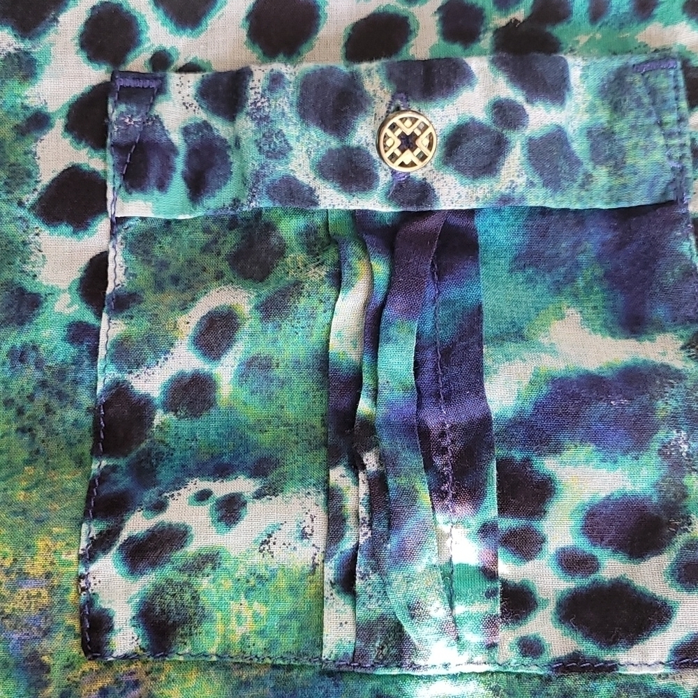 Animal print green and blue blouse - Picture 3 of 4